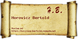 Horovicz Bertold névjegykártya
